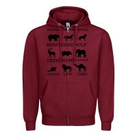 Burgundy Anımals Of The World Zipper Hoodie - Bettercallsaul