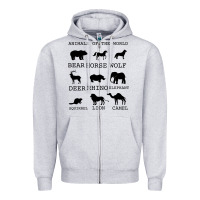 Heather Grey Anımals Of The World Zipper Hoodie - Bettercallsaul