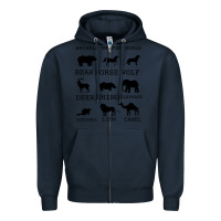 Navy Anımals Of The World Zipper Hoodie - Bettercallsaul