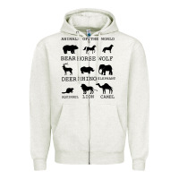 Oatmeal Heather Anımals Of The World Zipper Hoodie - Bettercallsaul