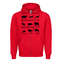 Red Anımals Of The World Zipper Hoodie - Bettercallsaul