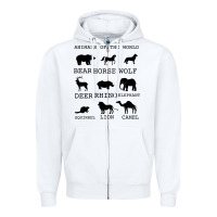 White Anımals Of The World Zipper Hoodie - Bettercallsaul