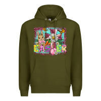 Army Green easter cross background Premium Hoodie - BarkalooDesign
