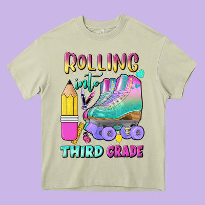 Rolling Into Third Grade Heavy Core Tee Designed By Bundleandbundleshop