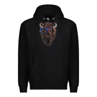 Black bison with american flag glasses Premium Hoodie - RanaPortraitStore