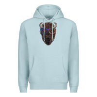 Blue Mist bison with american flag glasses Premium Hoodie - RanaPortraitStore