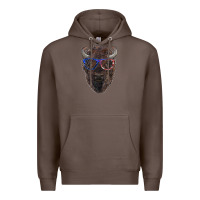 Coffee bison with american flag glasses Premium Hoodie - RanaPortraitStore