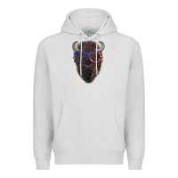 Dove Grey bison with american flag glasses Premium Hoodie - RanaPortraitStore