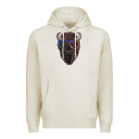 Oatmeal Heather bison with american flag glasses Premium Hoodie - RanaPortraitStore
