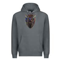 Rock bison with american flag glasses Premium Hoodie - RanaPortraitStore