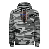 Slate Camo bison with american flag glasses Premium Hoodie - RanaPortraitStore