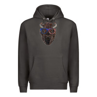 Smoke bison with american flag glasses Premium Hoodie - RanaPortraitStore