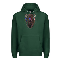Sports Green bison with american flag glasses Premium Hoodie - RanaPortraitStore