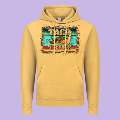 Taco Tribe Western Background Vintage Hoodie Designed By Barkaloodesign
