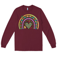 Burgundy autism awareness heart leopard rainbow Long Sleeve Tee - Artiststas