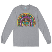 Heather Grey autism awareness heart leopard rainbow Long Sleeve Tee - Artiststas