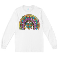 White autism awareness heart leopard rainbow Long Sleeve Tee - Artiststas