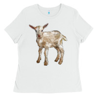 White Baby Saanen Goat Ladies Tee - LillyAllenDesigns