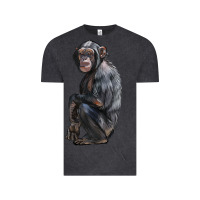 Vintage Black Chimpanzee Illustrations Vintage Tee - LillyAllenDesigns