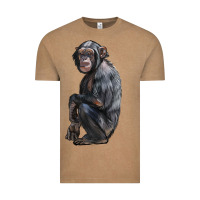 Vintage Coffee Chimpanzee Illustrations Vintage Tee - LillyAllenDesigns
