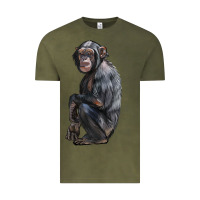 Vintage Olive Chimpanzee Illustrations Vintage Tee - LillyAllenDesigns