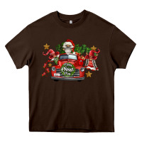 Chocolate Brown merry christmas truck gnomies Heavy Core Tee - FaDigitalArtStudio
