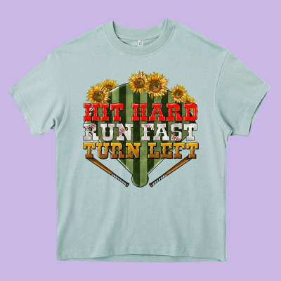 Hit Hard Run Fast Turn Left Heavy Core Tee Designed By Bundleandbundleshop