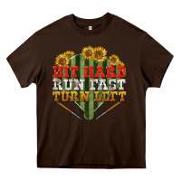 Chocolate Brown hit hard run fast turn left Heavy Core Tee - BundleAndBundleShop