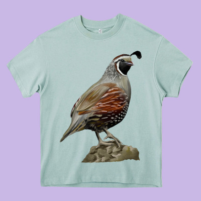 California Quail Bird Heavy Core Tee Designed By Ranaportraitstore