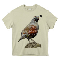 Mossy California Quail Bird Heavy Core Tee - RanaPortraitStore