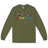 Army Green autism awareness Long Sleeve Tee - Artiststas