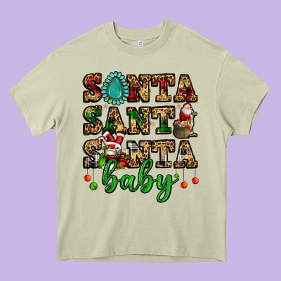 Santa Santa Santa Baby Heavy Core Tee Designed By Fadigitalartstudio