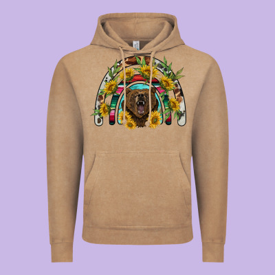 Bear Rainbow Vintage Hoodie Designed By Barkaloodesign
