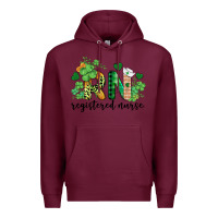 Burgundy st. patricks day registered nurse rn Premium Hoodie - BarkalooDesign