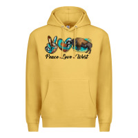 Antique Gold peace love west bison Premium Hoodie - RanaPortraitStore
