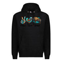 Black peace love west bison Premium Hoodie - RanaPortraitStore