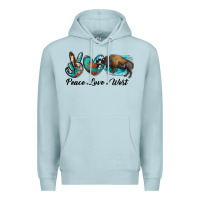 Blue Mist peace love west bison Premium Hoodie - RanaPortraitStore