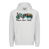 Dove Grey peace love west bison Premium Hoodie - RanaPortraitStore