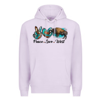 Lilac peace love west bison Premium Hoodie - RanaPortraitStore