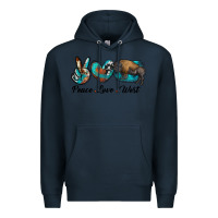 Navy peace love west bison Premium Hoodie - RanaPortraitStore
