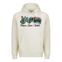 Oatmeal Heather peace love west bison Premium Hoodie - RanaPortraitStore