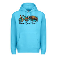 Ocean Blue peace love west bison Premium Hoodie - RanaPortraitStore