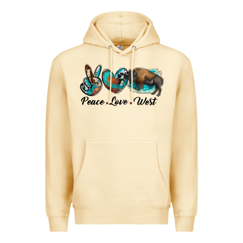 Peace Love West Bison Premium Hoodie by RanaPortraitStore | Teevron
