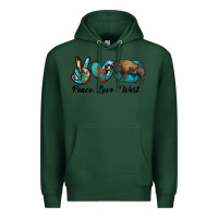 Sports Green peace love west bison Premium Hoodie - RanaPortraitStore
