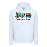 White peace love west bison Premium Hoodie - RanaPortraitStore