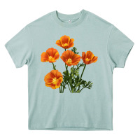 Arona California Poppy Flower Heavy Core Tee - RanaPortraitStore
