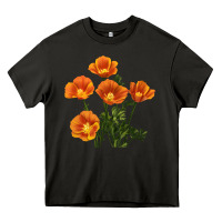 Asphalt California Poppy Flower Heavy Core Tee - RanaPortraitStore