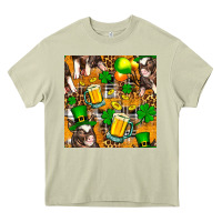 Mossy St. Patrick's Day Pig With Beer And Shamrock Seamless Heavy Core Tee - FaDigitalArtStudio