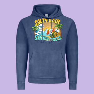 Salty Hair Sandy Toes Summer Vintage Hoodie Designed By Barkaloodesign