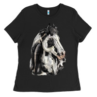 Black paint horse Ladies Tee - LillyAllenDesigns